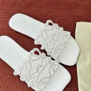 Loewe Petal Anagram Slide in Soft Calfskin
